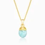 Tumbled Gemstone Pendant Amazonite Gold