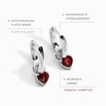Garnet Earrings - Love Hoops - Image 4