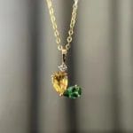 Heart shape two CZ stones 18K gold vermeiled necklace - Image 4