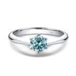 Moissanite six-prong Ring for woman in 925 silver -..