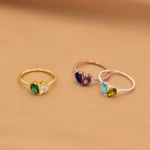 Pear cut 2 birthstone stacking ring