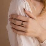 Vintage agate Teardrop Dainty Moss Cocktail Ring - Image 5