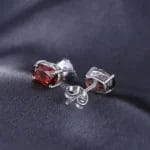 Natural Garnet Stud Earrings - Image 2