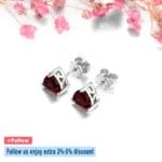 Natural Garnet Solid Sterling Silver Stud Earrings 1.8 Carats Genuine Gemstone Classic Simple Design Top Quality Jewelrys - Image 3