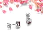 Natural Garnet Solid Sterling Silver Stud Earrings 1.8 Carats Genuine Gemstone Classic Simple Design Top Quality Jewelrys - Image 4