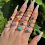 Natural Gemstone and raw crystal Wire Wrap Ring - Image 2