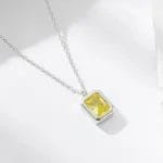 Top quality Square Peridot color 5A CZ 925 sterling silver necklace - Image 6