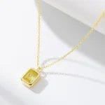 Top quality Square Peridot color 5A CZ 925 sterling silver necklace - Image 5