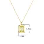 Top quality Square Peridot color 5A CZ 925 sterling silver necklace - Image 3