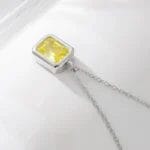 Top quality Square Peridot color 5A CZ 925 sterling silver necklace - Image 4