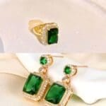 Emerald green zircon necklace titanium steel jewelry set - Image 4