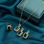 Emerald green zircon necklace titanium steel jewelry set - Image 2