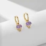Natural Amethyst oval 925 sterling silver drop earring - Image 4