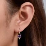 Natural Amethyst oval 925 sterling silver drop earring - Image 2