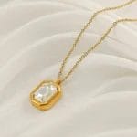 square diamond zirconia necklace