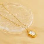 square diamond zirconia necklace - Image 2