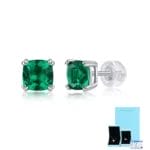 Lab-Grown Emerald square Stud earring - Image 3