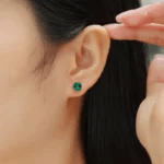 Lab-Grown Emerald square Stud earring - Image 2