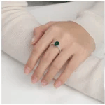 Lab-grown Zambia Emerald egg-shaped ring - Image 2