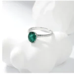 Lab-grown Zambia Emerald egg-shaped ring - Image 5