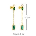 Top Qality emerald 5A CZ 925 Sterling silver string earring - Image 3