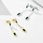 Top Qality emerald 5A CZ 925 Sterling silver string earring - Image 5