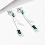 Top Qality emerald 5A CZ 925 Sterling silver string earring - Image 4