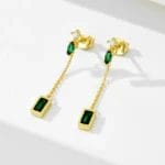 emerald string earring