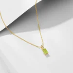 Natural Peridot 925 sterling silver necklace - Image 3