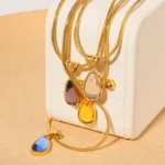 WaterDrop Birthstone Swarovski crystal necklace - Image 3