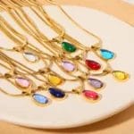 WaterDrop Birthstone Swarovski crystal necklace - Image 2