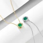 Natural green agate 925 Sterling silver necklace - Image 4