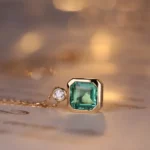 s925 sterling silver emerald pendant clavicle chain denpant - Image 3
