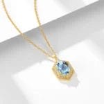 Natural sky-blue topaz hexagon necklace - Image 4