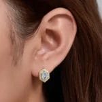 Natural sky-blue topaz hexagon stud earring - Image 2