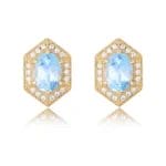 Natural sky-blue topaz hexagon stud earring - Image 3