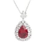 Lab-Grown Ruby whaterdrop necklace - Image 3