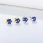 Natural blue lazurite stud earring - Image 6