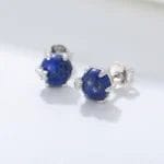 Natural blue lazurite stud earring - Image 5