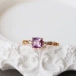 Little Candy Series Natural Amethyst Vine Hollow Ring - Image 4