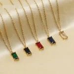 Birthstone Rectangle Zirconia necklace - Image 4