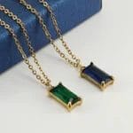 Birthstone Rectangle Zirconia necklace - Image 2