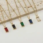 rectangle birthstone necklace