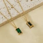 Birthstone Rectangle Zirconia necklace - Image 3