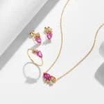 Top quality 5A CZ two stone rose 925 Sterling Silver Necklace - Image 6