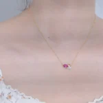 Top quality 5A CZ two stone rose 925 Sterling Silver Necklace - Image 2