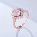 Natural pink crystal Rose gold vermeiled 925 sterling silver