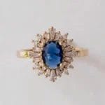 oval cut sapphire color zircon flower shape ring - Image 2
