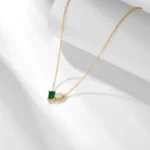 Top quality Emerald and Diamond 5A CZ 925 Sterling silver necklace