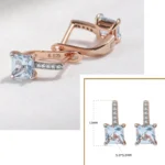 sky blue topaz square earring - Image 3